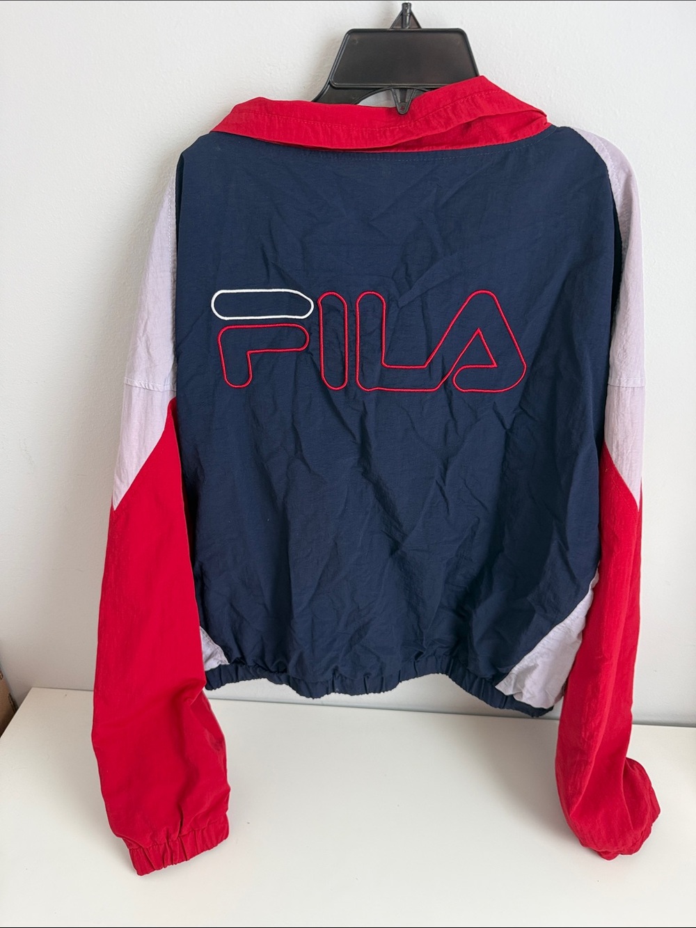 Fila Red Navy & Light Gray Colorblock Pullover Jacket